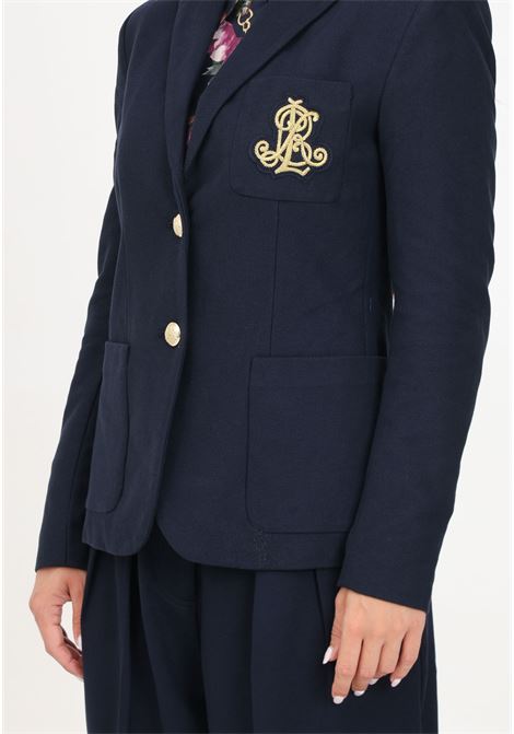 Blue women's jacket with logo embroidery LAUREN RALPH LAUREN | 200797305005NAVY